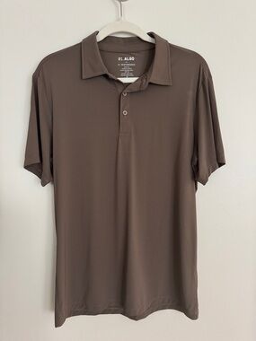 Algo Performance Polo Shirt Men’s Medium Brown Quick Dry Moisture Wicking UPF 40